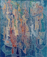 Linee di liberi pensieri (Lines of Free Thoughts), oil on canvas, 2000, 80 X 65