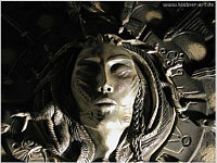 detail of The mysterious puzzle of the Medusa,H: 1,9 mtr / W: 1,65 mtr, Ceramic, Sand, Wood, Steel, Aluminium