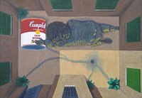 Il cortile (The Courtyard)acrylic on paperboard 72x101, 2003